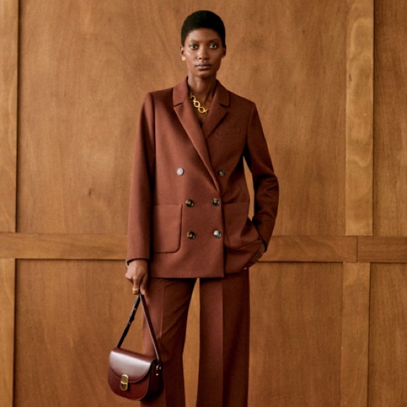 NWT Sézane Michele Double Breasted Blazer | Sz 36 (US 4) | Chocolate Brown - Picture 3 of 16